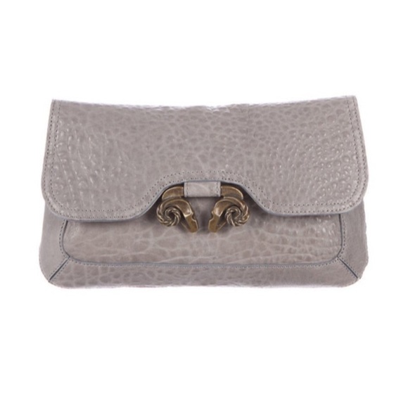 DEREK LAM Rams Head Pebbled Leather Evie Clutch - Picture 1 of 11